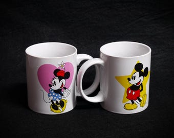 Tazze da caffè vintage di Topolino e Minnie di Jerry Leigh