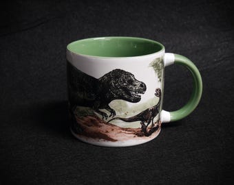 The Unemployed Philosophers Guild Disappearing Dinosaur Heat Sensitive Color Changing Coffee Mug