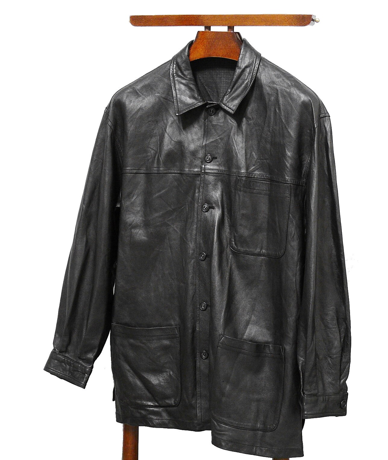 MARCO PIERGUIDI 革ジャケット Marco Pierguidi Black Leather Fur Collar Men's Bomber Jacket