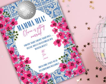 Invitación para despedida de soltera "Mamma Mia" / Invitación editable para despedida de soltera / Plantilla imprimible para despedida de soltera / Invitación digital para fiesta