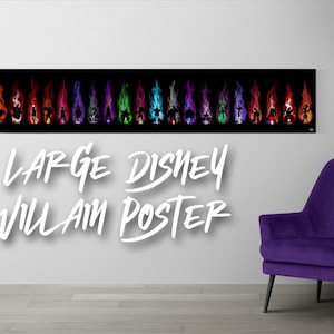 Long Villains Poster | All Villains | Disney Villain Inspired | Flames Wall Art Decor