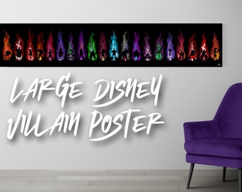 Long Villains Poster | All Villains | Disney Villain Inspired | Flames Wall Art Decor