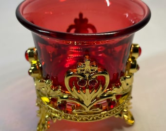 Lâmpada de vidro | Lâmpada de mesa | Lâmpada com detalhes dourados | Lâmpada para casa | Lâmpada para casa e igreja | Lâmpada vazada | Lâmpada vermelha |