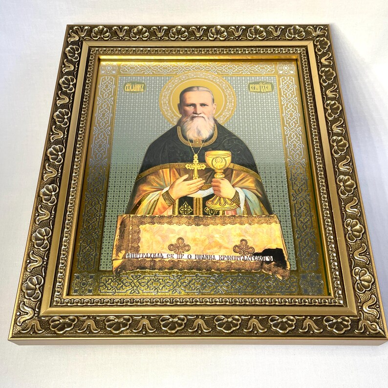 Icon Wooden Frame Saint Righteous John of Kronstadt | Icon Under Glass ...