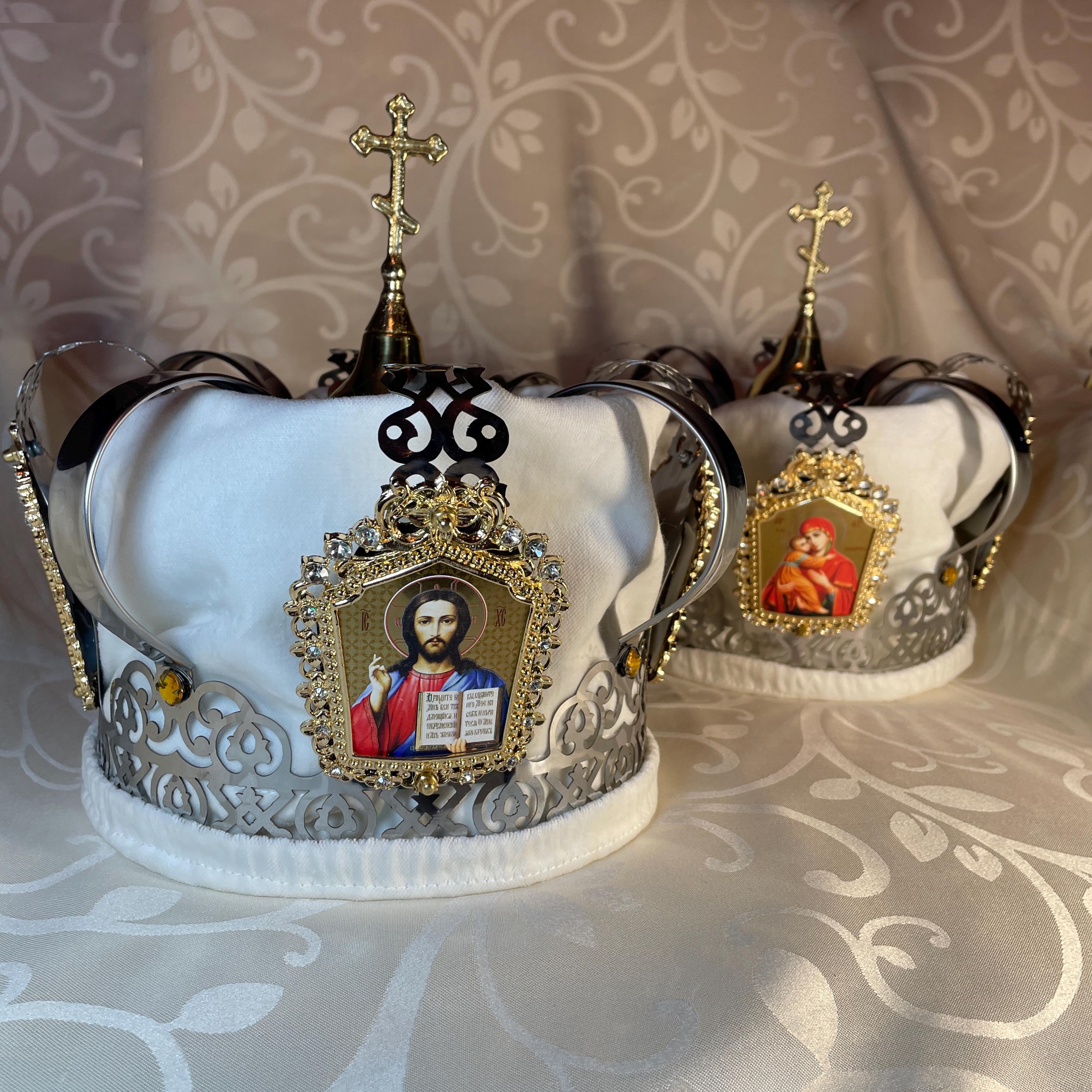 Orthopädische Hochzeitskronen von Paaren | Kronen weiß Hochzeiten | Kronenförmige Kronen kybernetische Hochzeiten | Metallkronen Brautpaar Hochzeit |