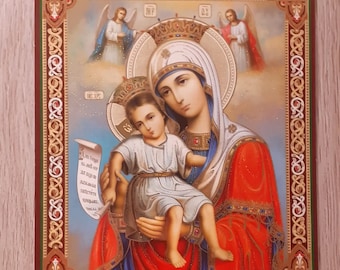 Paper Icon of the Virgin | Icon with enamel | Icon Orthodox | Icon Christian | Icon for home | Icon for temple | Mother of God Dostoino est