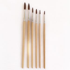 Brushes for painting icons set | Brushes for icon painters | Natural brush | Brush with dome | Squirrel fur brushes | Set of six brushes |
