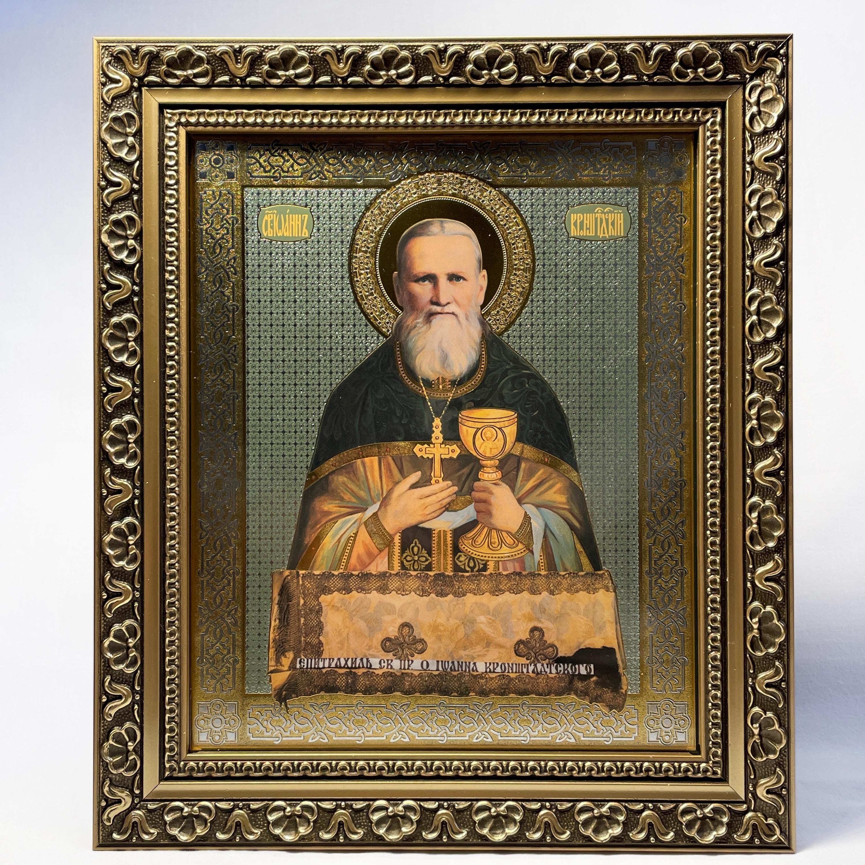 Icon Wooden Frame Saint Righteous John of Kronstadt | Icon Under Glass ...