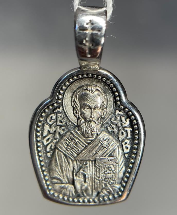 Pendentif en argent Saint-Nicolas | Icon Nicolay sur le cou | Amulette Nicholay | Argent 925 | Icône pendentif figuré | Médaillon Nicholas Wonderworke