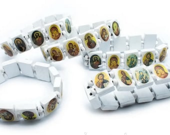 Wooden bracelet with icons | Bracelet with saints | Orthodox bracelet | Natural wood | Bracelet for men and women | Christian bracelet |
