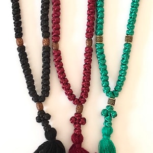 Rosario / Rosario per 50 pezzi / Rosario intrecciato / Rosario monastico fatto a mano Rosario per laici Rosario per la preghiera Rosario rosa Broyanitsa serba