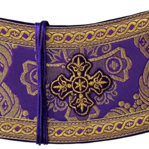 Manchettes liturgiques pour un prêtre orthodoxe | Brassards violets de prêtre pour la Divine Liturgie | Brassards violets de prêtre pour l&#39;Église orthodoxe |