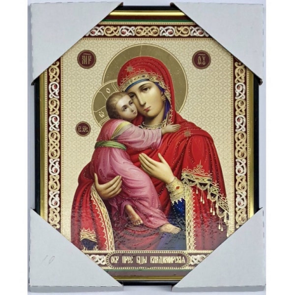 Icon of the Virgin of Vladimir | Orthodox icon in plastic frame | Hanging icon | Mother of God | Virgin Mary | Christian shrine |
