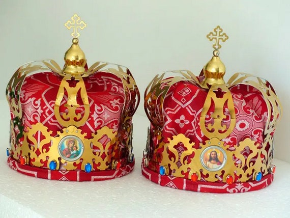 Coppie di corone nuziali ortodosse premium Corona ricoperta di