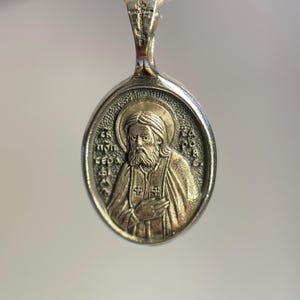 Saint Seraphim of Sarov oval pendant | Amulet Seraphim | Silver 925 | Handmade necklace | Orthodox pendant | Medallion Serafim Sarovskiy | image 6