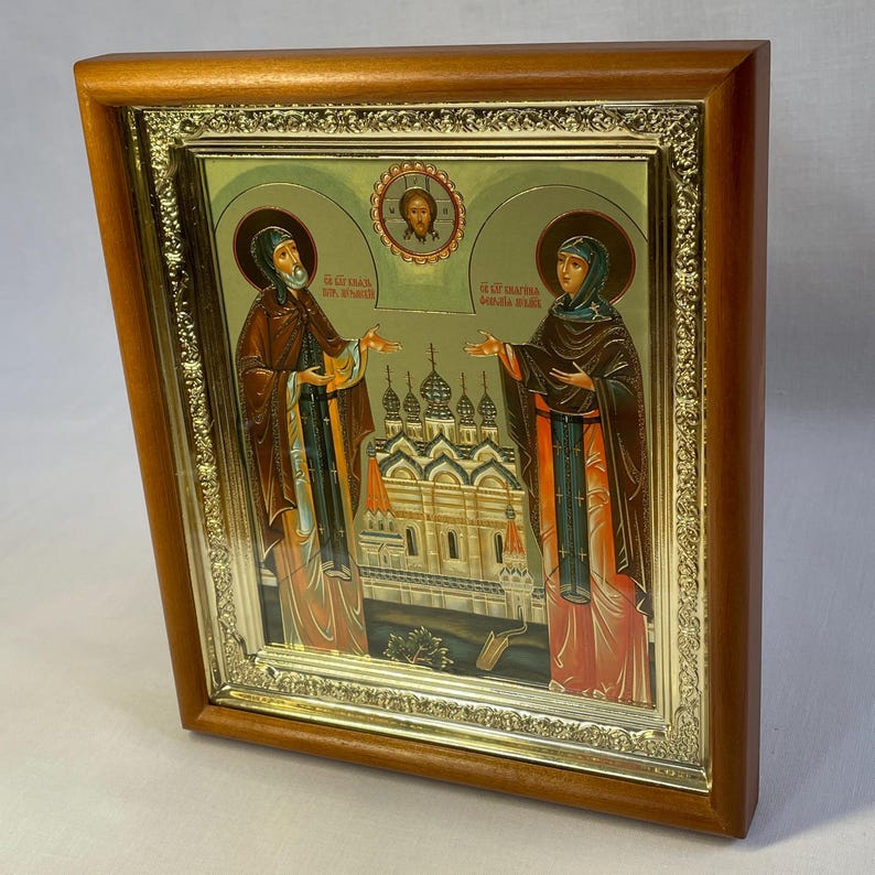 Icon in Wooden Frame Saints Peter and Fevronia of Murom | Icon Under ...