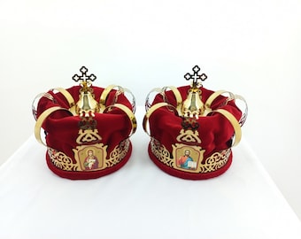 Orthodox wedding crowns of couples | Crowns for weddings | Crown-shaped crowns Orthodox weddings | Metal crowns bride and groom for wedding