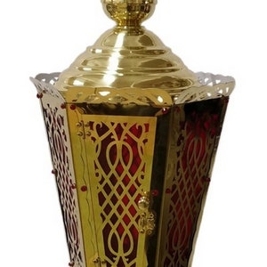 Easter lantern for religious procession with candlestick | Brass lantern 63x21 cm | Easter lantern in an Orthodox church | Church utensils |
