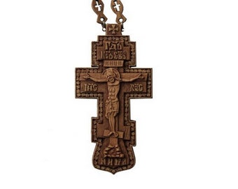 Cruz sacerdotal / Cruz pectoral / Crucifixión / Cruz pectoral / Cruz de madera tallada / Cruz de ayuno / Jesucristo / Cruz ortodoxa