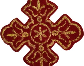 Cross patch clothes with gold and silver thread for vestments of priests and bishops | Cross embroidery size 5x5| Patch on Orthodox vestment