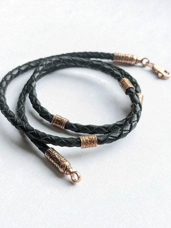 Leather Cord with Jewelry Clasp | Silver 925 | Gold 999 | Original clasp | Suspension cord | Handmade | Quality leather | Orthodox neck cord