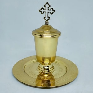 Gilded bottle for Holy oil | Anointing set | Container for Oil | Priest Supplies | Church utensils | Anointing at Divine Liturgy | Vial oil