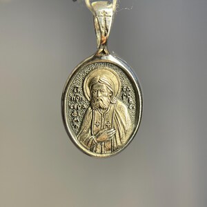 Saint Seraphim of Sarov oval pendant | Amulet Seraphim | Silver 925 | Handmade necklace | Orthodox pendant | Medallion Serafim Sarovskiy | image 5