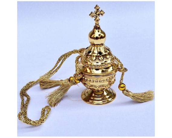 Incense in car | Golden pendant censer | Incense Orthodox | Incense Christian | Incense Aroma oil | Natural oil | Soothing Oil Censer in box