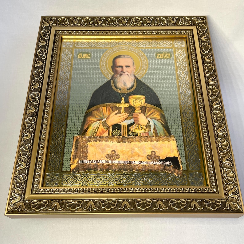 Icon Wooden Frame Saint Righteous John of Kronstadt | Icon Under Glass ...