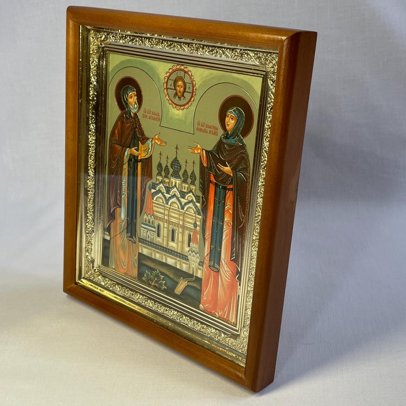 Icon in Wooden Frame Saints Peter and Fevronia of Murom | Icon Under ...