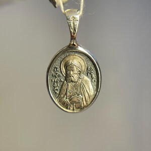 Saint Seraphim of Sarov oval pendant | Amulet Seraphim | Silver 925 | Handmade necklace | Orthodox pendant | Medallion Serafim Sarovskiy | image 3