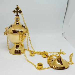Censer priest for Divine Liturgy | Censer for coal and incense | Christian censer Orthodox service church | Censer with callers made brass |