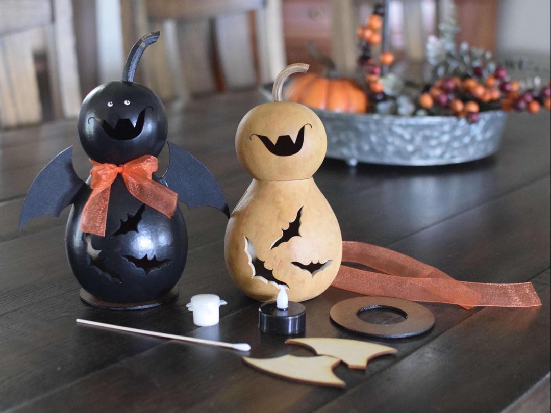 Halloween Bat Craft Kit - Make Your Own Gourd Unique Halloween Decor - Etsy