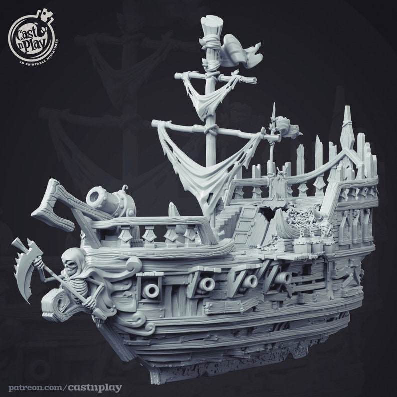 Cast N Play Undead Pirate Ship Resin 3D Printed Model 28mm | Etsy