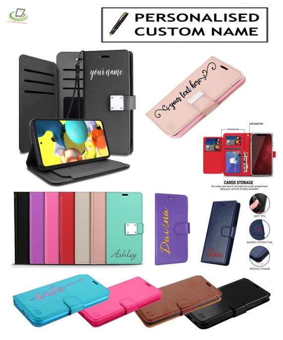 Leather Wallet Phone Case Credit Card Holder Cash Storage Pouch Cover With  Personalized Custom Name Text for TCL T-mobile REVVL 6 Pro 5G - Etsy