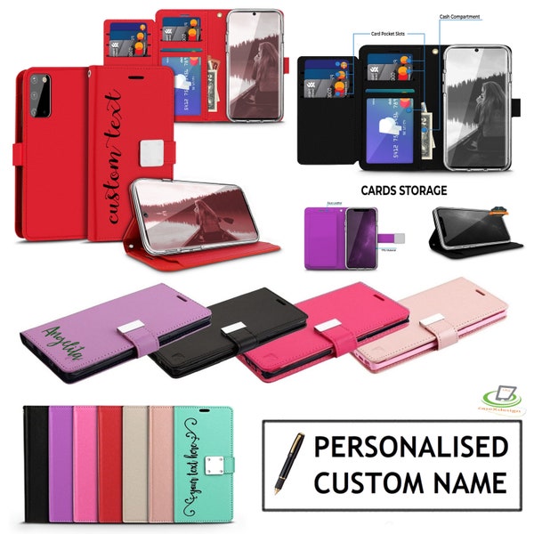 For OnePlus Nord N300 5G Phone Case Leather Wallet Credit Card Holder Storage Dual Flip Pouch Stand Cover with Personalized Custom Name Text