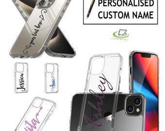 Personalized Phone Case, Custom Name Customized Large Text Clear Transparent TPU Hybrid Cover for Motorola Moto Google OnePlus Nokia TCL
