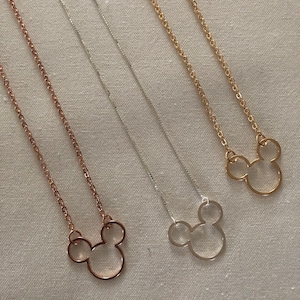 MICKEY MOUSE [Silver, Gold Plated, Rose Gold] Plated Danity Mickey Necklace