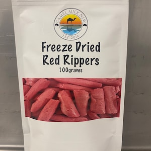 Freeze Dried Red Rippers 100 grams. These iconic sweets are now no longer in production. Limited amount of these honeycomb treats left.