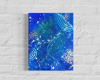 Contemporary Art • Hand Painted • Vibrant Blue • Abstract Painting • Acrylic On Canvas • 11x14 Artwork 1025 "Leo"