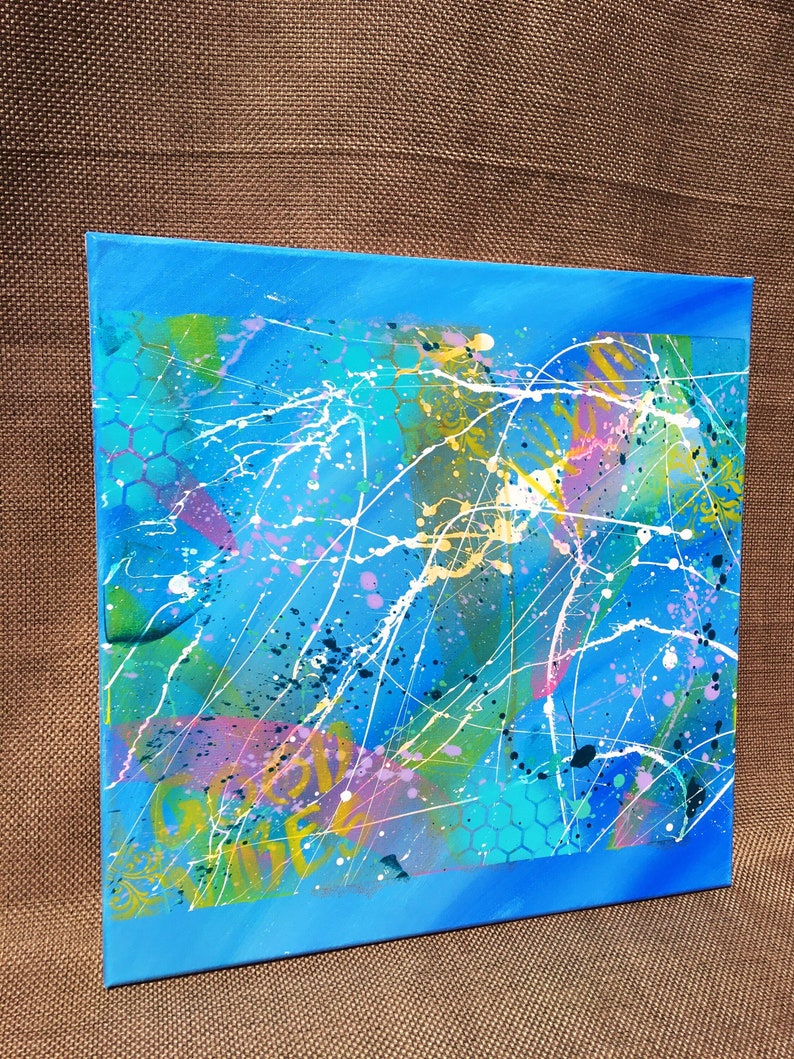 Original Artwork Blue Abstract Street Art Abstract Painting 20x20