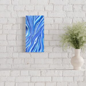 Blue Original Painting • Minimalist Wall Decor • Line Art • 10x20 Contemporary Canvas Art