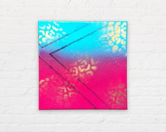 Original Abstract On Gallery Canvas • Small Pink & Blue Modern Painting • Mixed Media Abstract Artwork • Girls Room Wall Art