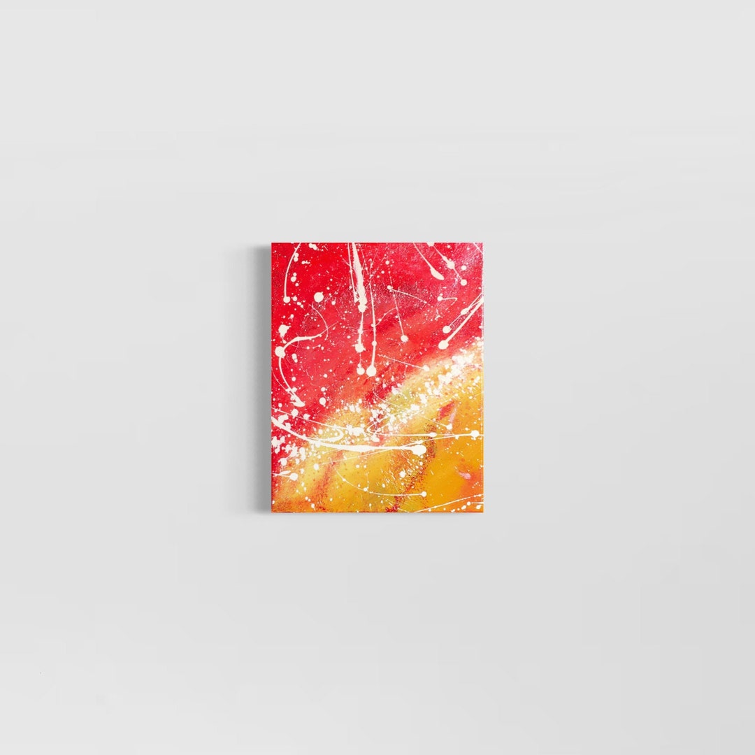 Red and Yellow Art • 11x14 Canvas • Original Abstract Acrylic Painting ...