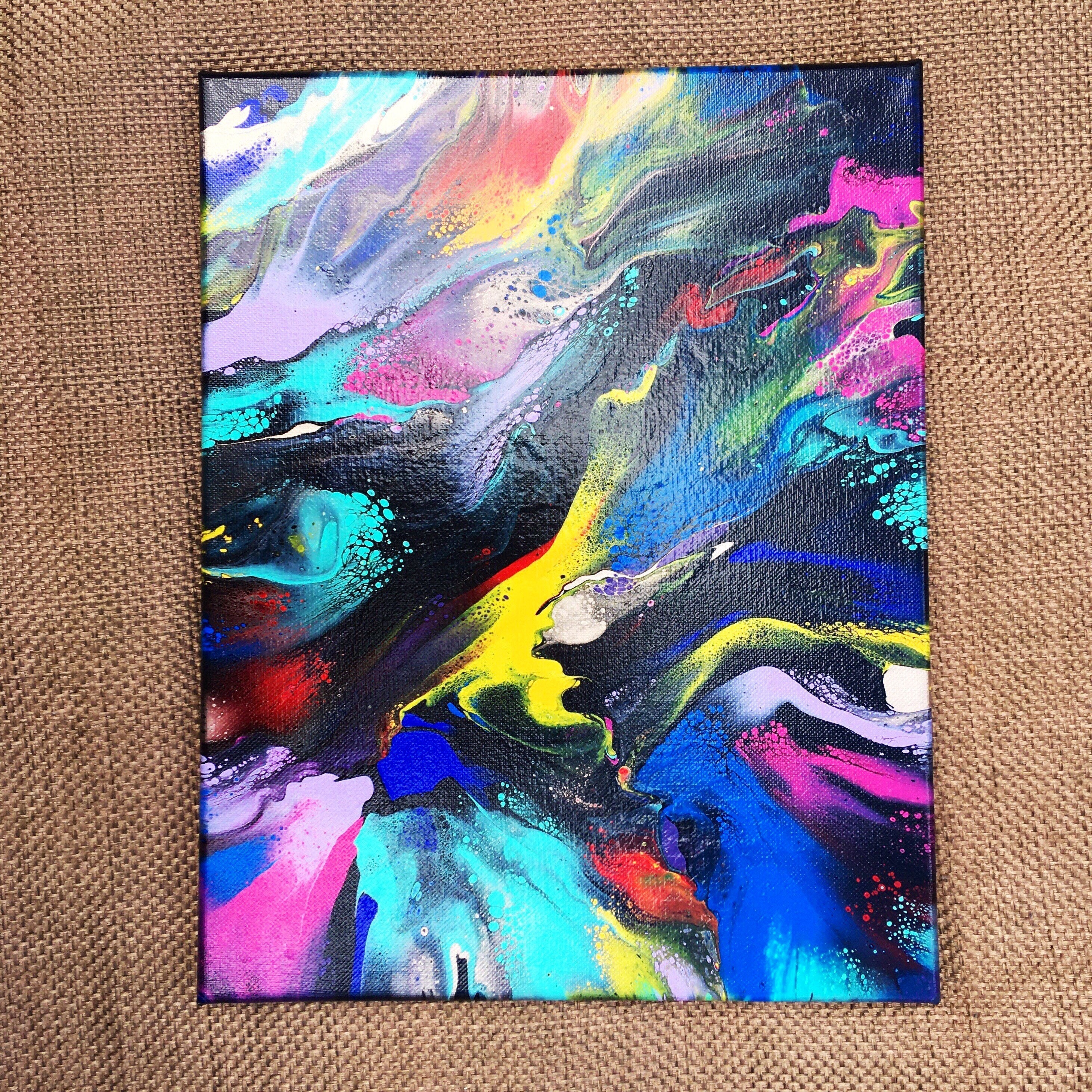 Vibrant Colorful Abstract Fluid Acrylic Canvas Painting 995 Etsy