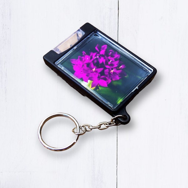 Nature Photography • Vibrant Purple Flower • Photo Print Keychain • Flashlight #6432