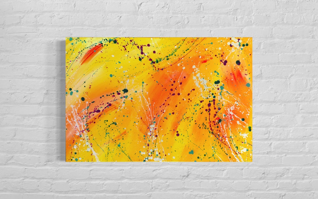 Large Yellow Painting Contemporary Art 24x36 Original Abstract Art on