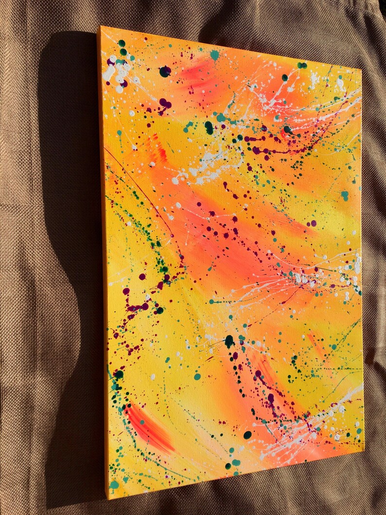 Large Yellow Painting Contemporary Art 24x36 Original Abstract Art on