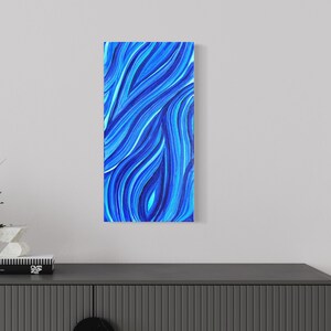 Blue Original Painting • Minimalist Wall Decor • 10x20 Contemporary Line Art • Blue Modern Expression