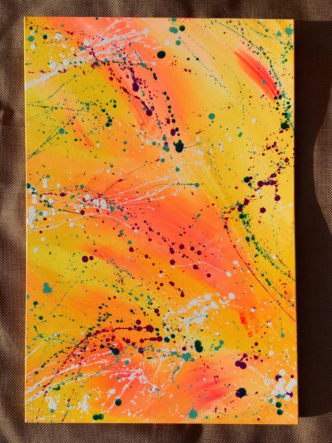 Large Yellow Painting Contemporary Art 24x36 Original Etsy